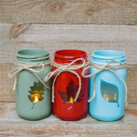 Reversible 2 In 1 Diy Fall Mason Jars Easy Leaf Luminary Jar Craft