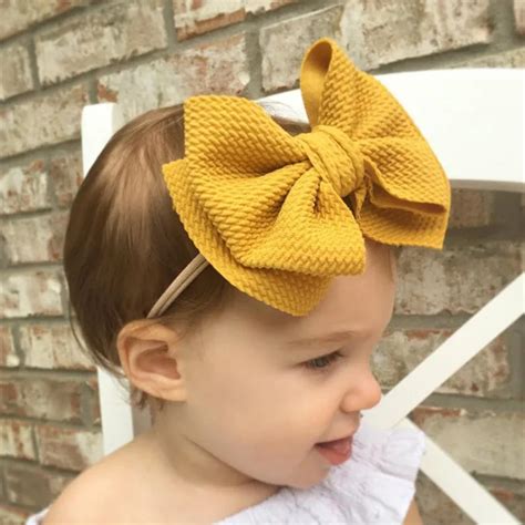 Baby Girl Fabric Messy Bow Headband Nylon Headband Newborn Large Bow