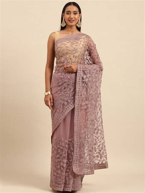 Pink Embroidered Net Saree With Blouse Mahotsav E Solution 3789919