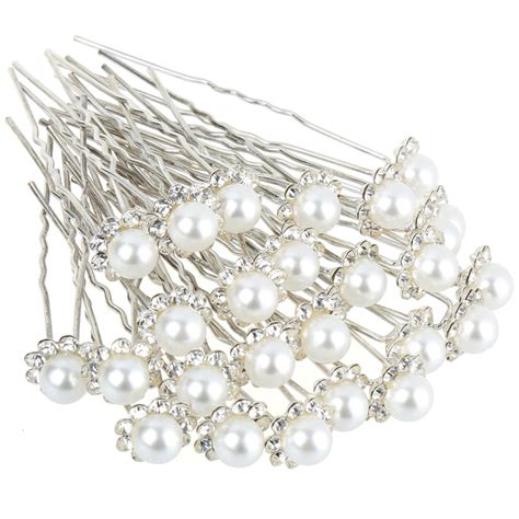 Hands 40 Wedding Pearl Hair Pins Bridal Flower Crystal Hair Pins Clips