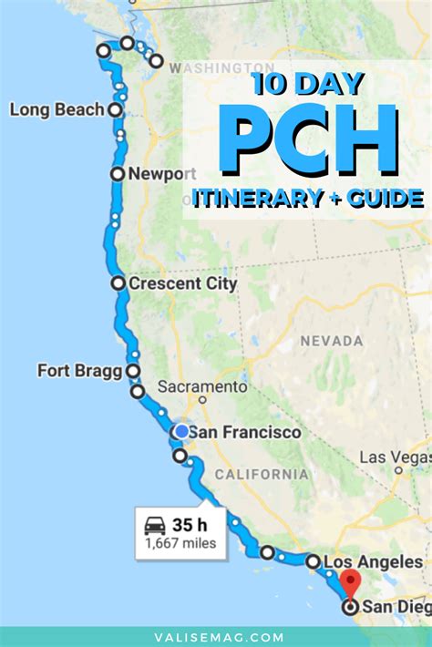 Pacific Coast Highway Road Trip Map World Map