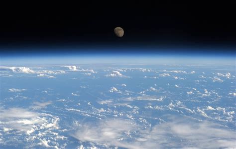 Earth And Moon Seen From The International Space Station