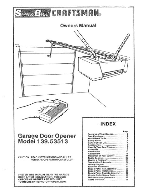Craftsman Srt User Manual Garage Door Opener Off