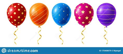 Set Of Color Balloons Isolated On White Stock Vector Illustration Of