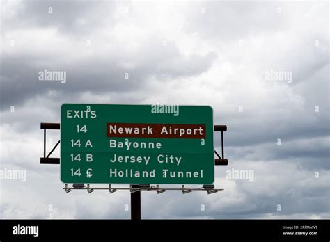Sign For Exit 14 On The New Jersey Turnpike I95 For Newark Airport And