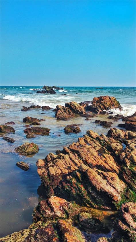 A Colourful Rocky Beach Side In Visakhapatnam India 1152x2048 Oc
