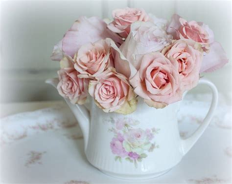 Teapot Of Pink Roses Still Life Flowers Roses Teapot Hd Wallpaper