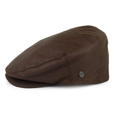 Flat Cap Jaxon Hats British Millerain Waxed Cotton Flat Cap Brown