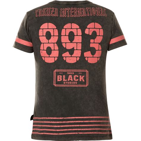 Yakuza International Stripes V Neck Acid T Shirt Gsb 15118 In Black
