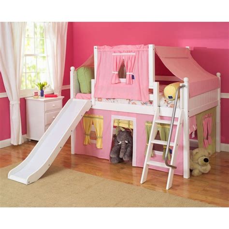 Wow Girl Deluxe Panel Low Loft Tent Bed With Slide Low