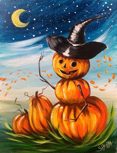 Pumpkin Man Returns Easy Acrylic Painting Step By Step 13 Days Of
