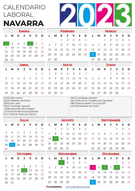 Calendario Laboral Navarra 2023 Con Festivos