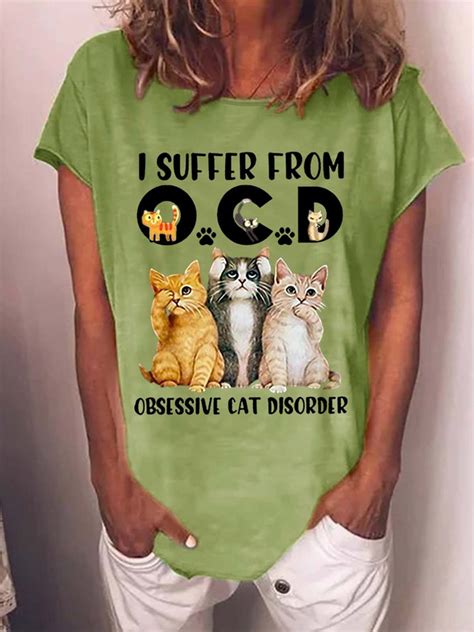 Womens I Suffer From Ocd Obsessive Cat Disorder Cats T Shirt Lilicloth