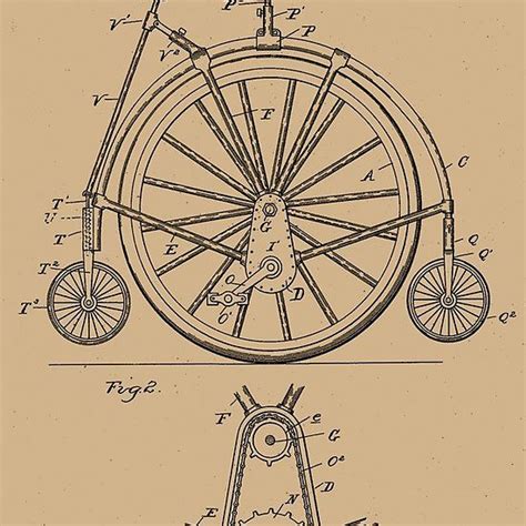 1894 Patent Velocipede Bicycle Archival History Invention Bicycle