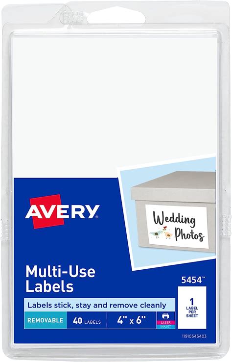 Avery Removable Labels 4 X 6 Blank Labels Laserinkjet