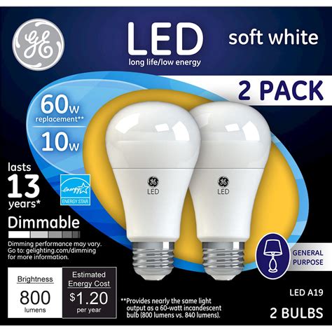 Ge Lighting 67591 10 Watt E26 A19 Soft White Led Dimmable Light Bulb 2