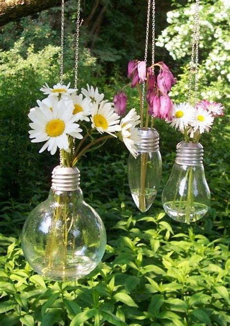 Light Bulb Flower Vases Glass Vases Hanging On Silver Metal Etsy In