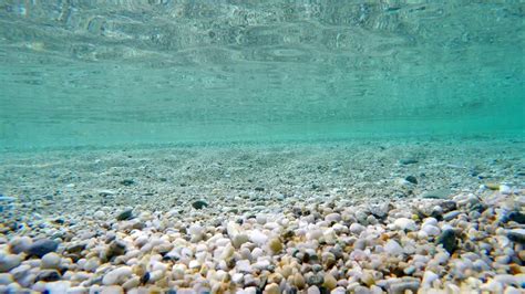 Pov Dive Beautiful Clear Underwater Sea Pebbles Bottom