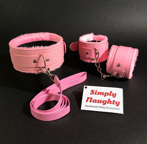 cute pink ddlg submissive collar and leash handcuffs with etsy
