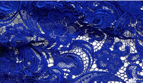 Royal Blue Lace Fabric Crochet Lace Fabric Blue Floral Lace Etsy