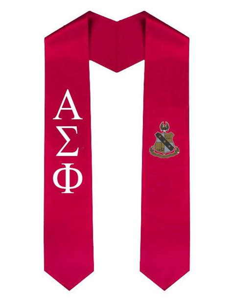 Alpha Sigma Phi Greek Lettered Graduation Sash Stole With Crest Sale