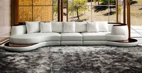 Osgo Home Divani Casa Rodus Sectional Leather Curved Sofa White