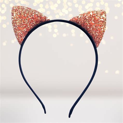 Glitter Cat Ear Headbands Cat Costume Accessories In 2021 Glitter Cat Ears Ear Headbands