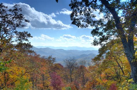 Overlooking The Great Smoky Mountains From A Roadside Overlook On