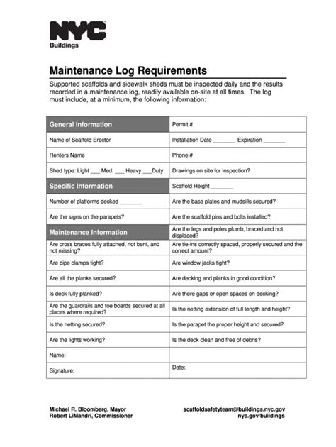 Printable Scaffold Inspection Checklist