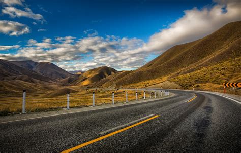 Wallpaper Road Clouds Mountains The Fence New Zealand Board Road