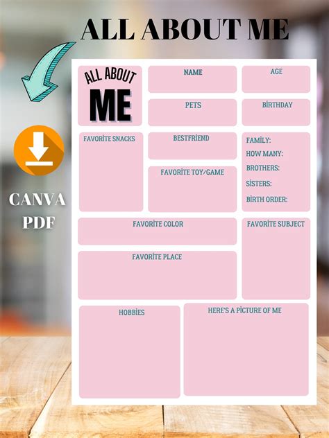 All About Me Template Colleague Questions Edit As Pdf Print Etsy