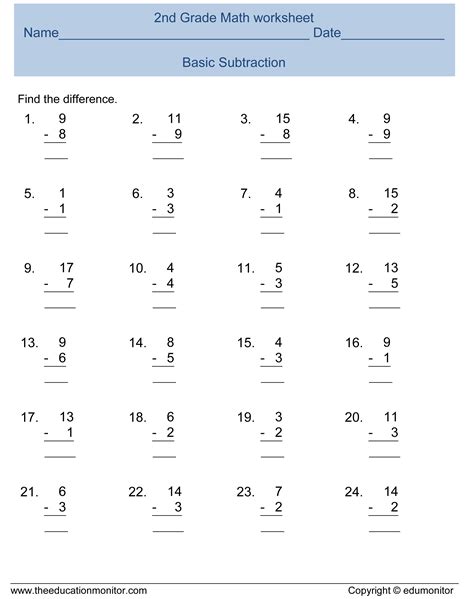 Free Printable Math Worksheet For Kids Edumonitor