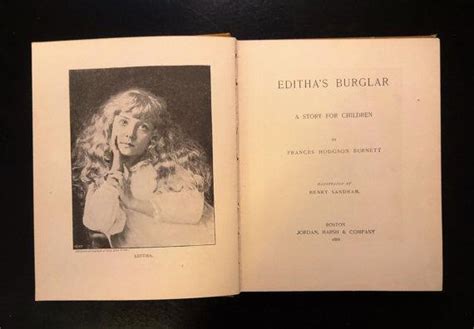 Edithas Burglar Par Frances Hodgson Burnett Good Hardcover 1888 1st
