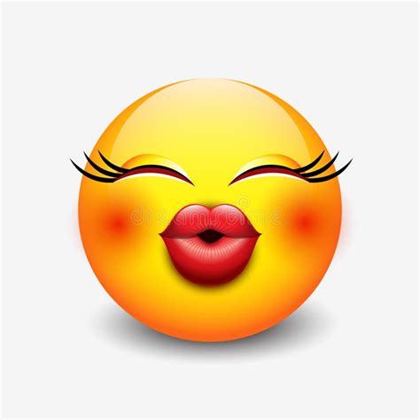 Cute Kissing Emoticon Emoji Smiley Vector Illustration Stock Vector