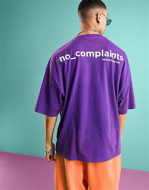 Asos Design Oversized T Shirt In Purple Acid Wash With Front And Back