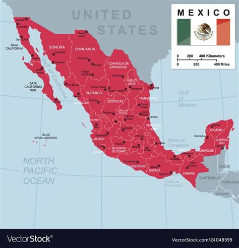 Large Map Of Mexico With Cities And Provinces Mexico Map Vector Free