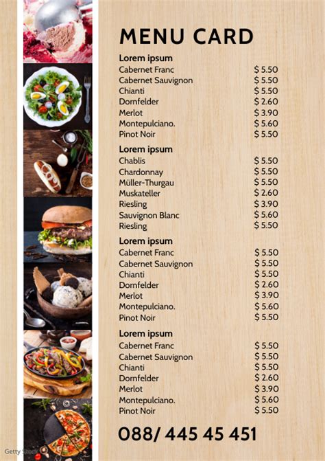 Menu Card Restaurant Template Price List Postermywall