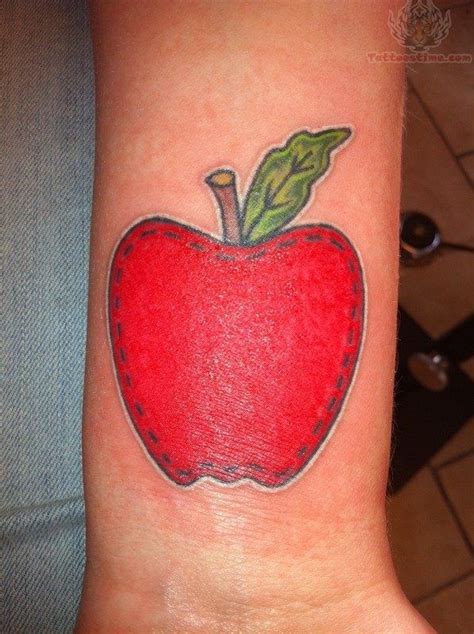 Red Apple Tattoo On Wrist Apple Tattoo Tattoos Teacher Tattoos