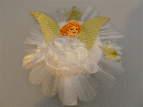 Vintage Spun Glass Christmas Tree Topper Angel Ornament Etsy