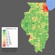 Illinois population density map [600 x 600]. : MapPorn
