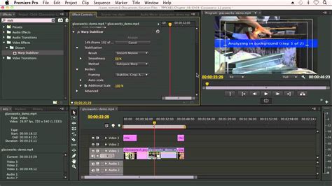 Premiere will now analyze each frame of your clip, so this may take a few moments. STABILIZE VIDEO ADOBE PREMIERE CS5