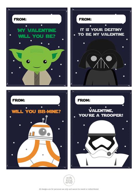 Printable Star Wars Valentine Cards Digital Valentines Day Cards