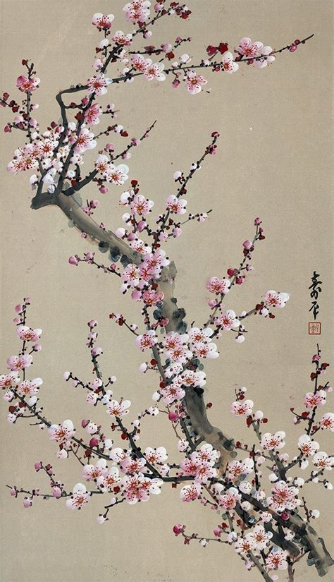 Pingl Par Dauba Sur Japon Peinture De Cerisiers En Fleur Art De Fleur De Cerisier Peinture