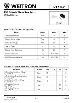 A1663 Datasheet Equivalent Cross Reference Search Transistor Catalog