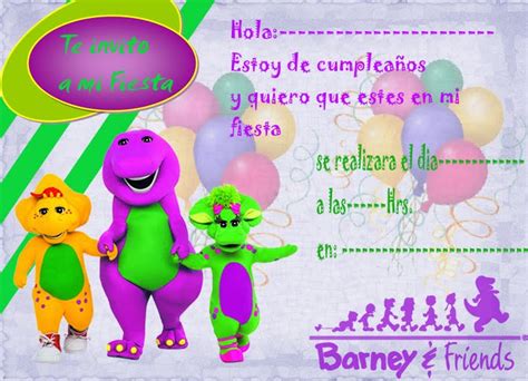Tarjetas De Cumpleaños Para Imprimir Barney Y Sus Amigos