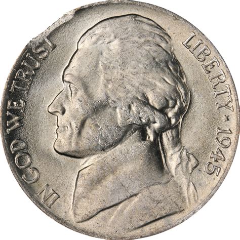 1945 P Jefferson Nickel Error Clipped Planchet