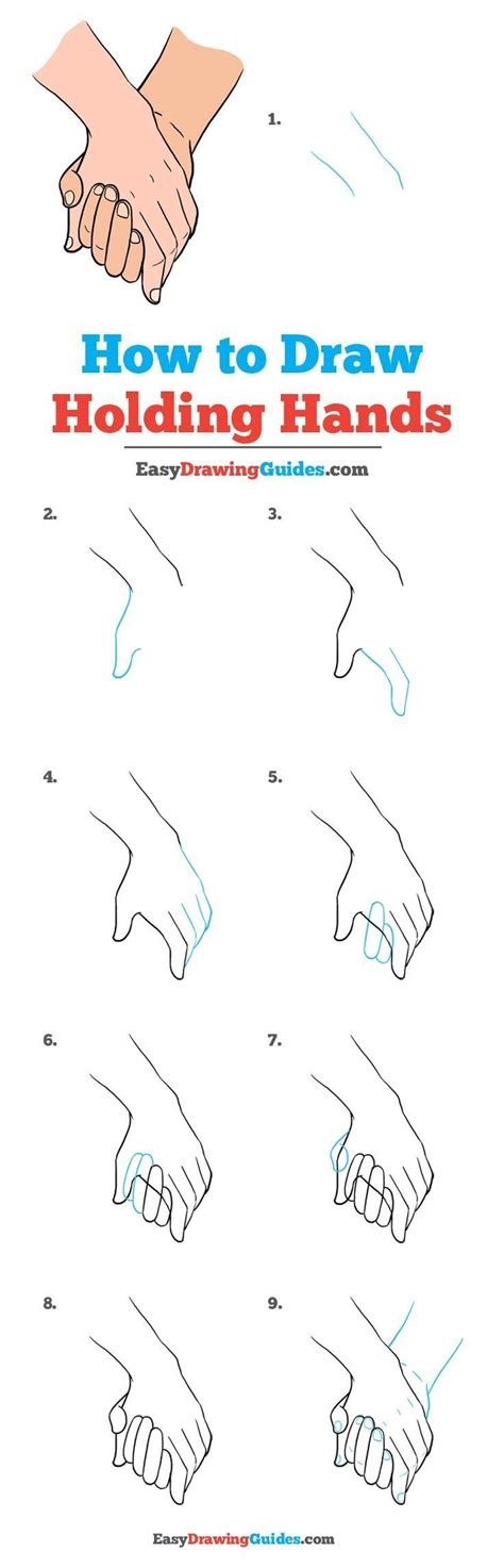 The tips of the fingers and. Learn How to Draw Holding Hands: Easy Step-by-Step Drawing ...
