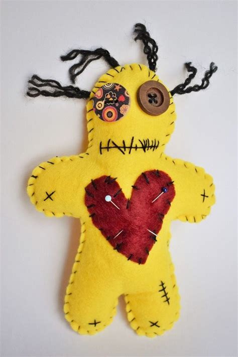 voo doo doll yellow voodoo doll voodoo plush handmade felt etsy in 2022 voodoo dolls