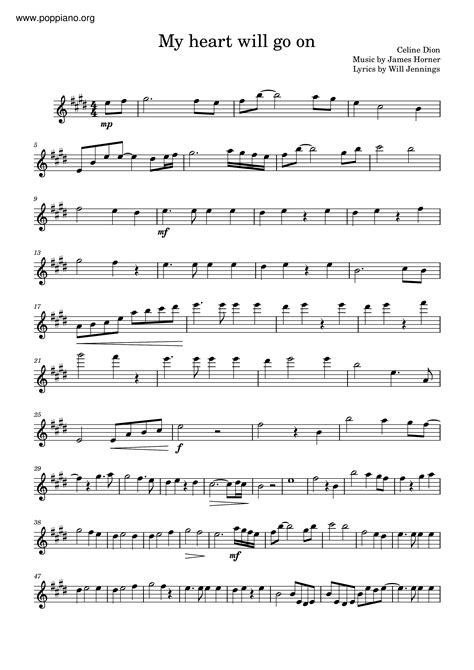 Celine Dion My Heart Will Go On Sheet Music In Eb Major Download Print