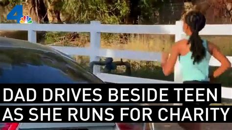 Dad Protects His Daughter Driving Alongside As She Runs And Raises Money For Charity Youtube